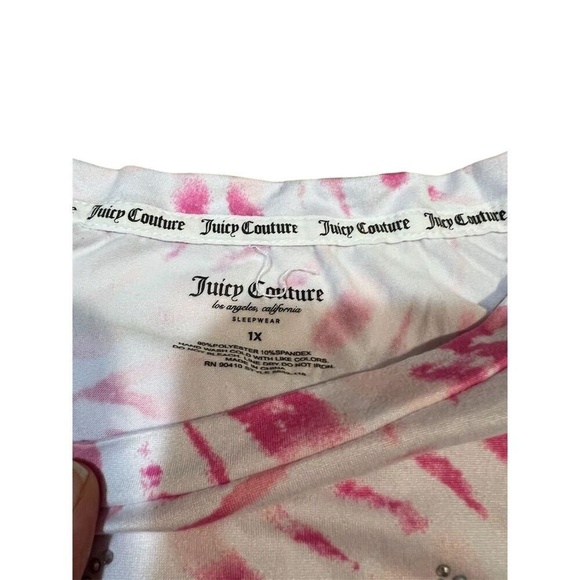 Juicy Couture Women's 1X Tie Dye Rhinestone Logo Pajama Set Pink - Picture 4 of 10